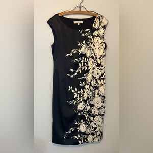 Evan Picone Women's 10 Black & White Sleeveless Formal Satin Cocktail Dress